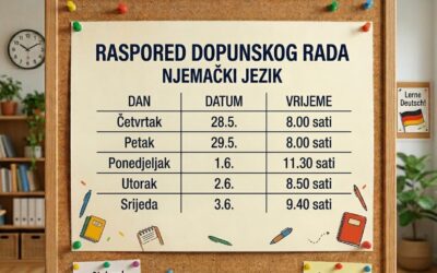 Raspored dopunskog rada iz njemačkog jezika za završne razrede
